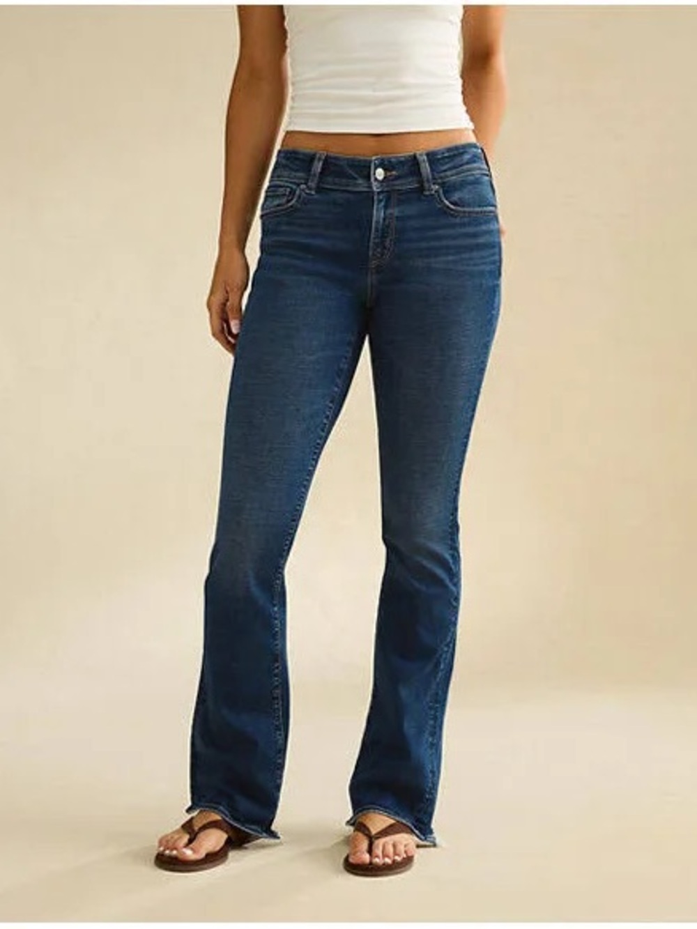 American Eagle Outfitters Women's Dark Blue Kick Boot Jeans